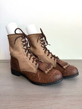 Vintage Ariat 2056 A2 Competitor Heritage Laced Boots Two Tone Kiltie Mens 7.5